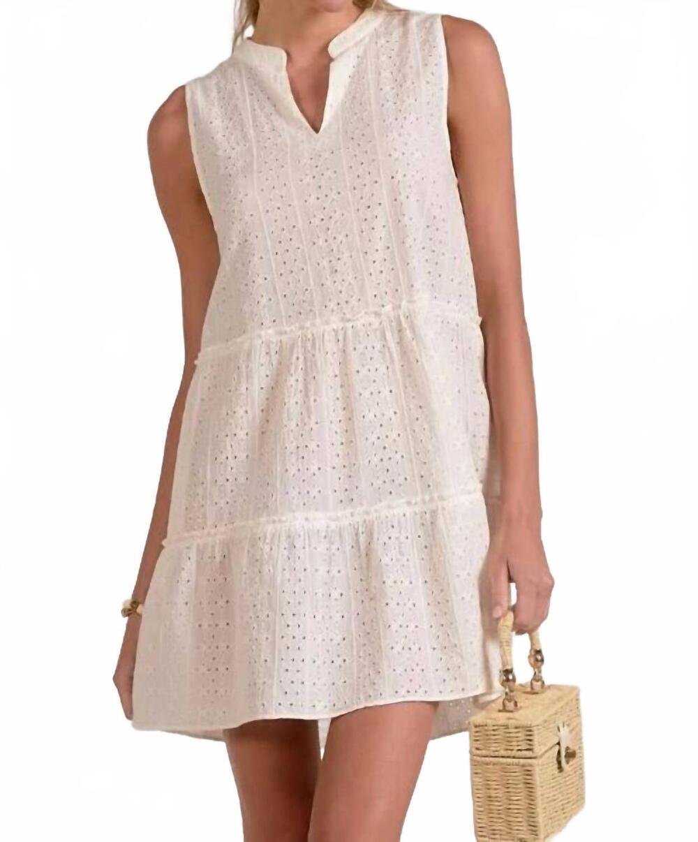 NEW ELAN solstice eyelet shift dress in white